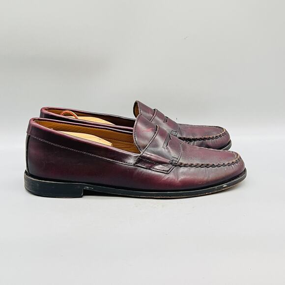 Bass Shoes Men 10 Red Leather Weejuns Wilton Slip On Penny Loafers Comfort main image 6